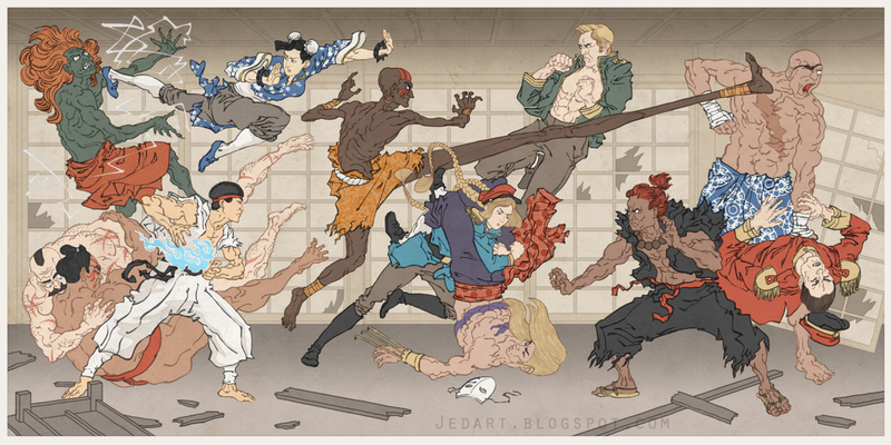 Illustration for article titled Modern Video Game Heroes as Traditional Japanese Paintings